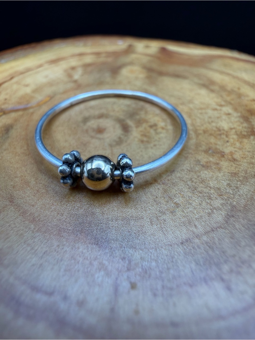Sterling Silver Bead Accent Stackable Women's Ring - Size 7.5